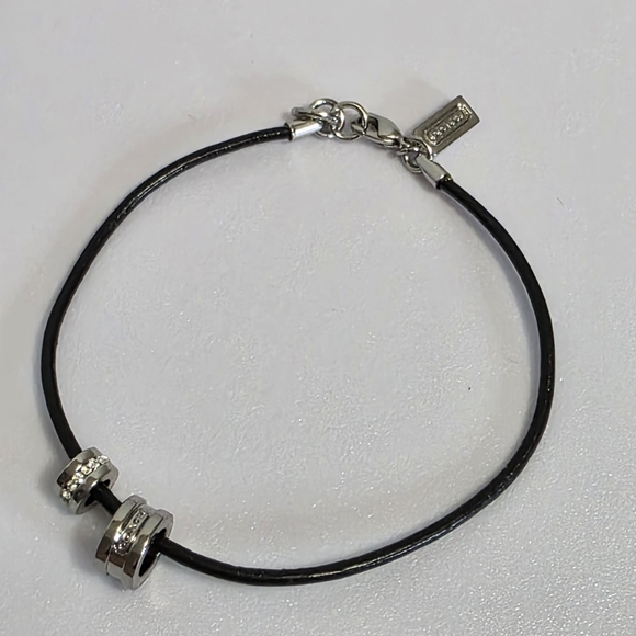 COACH Black Bracelet with Silver Charms - Picture 1 of 11